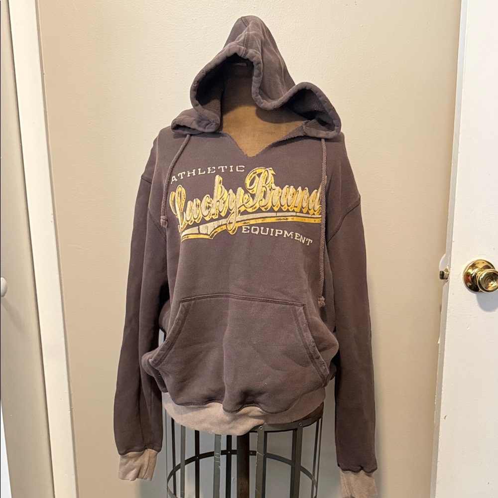 Lucky Brand Dark Brown Hoodie with Gold Accents